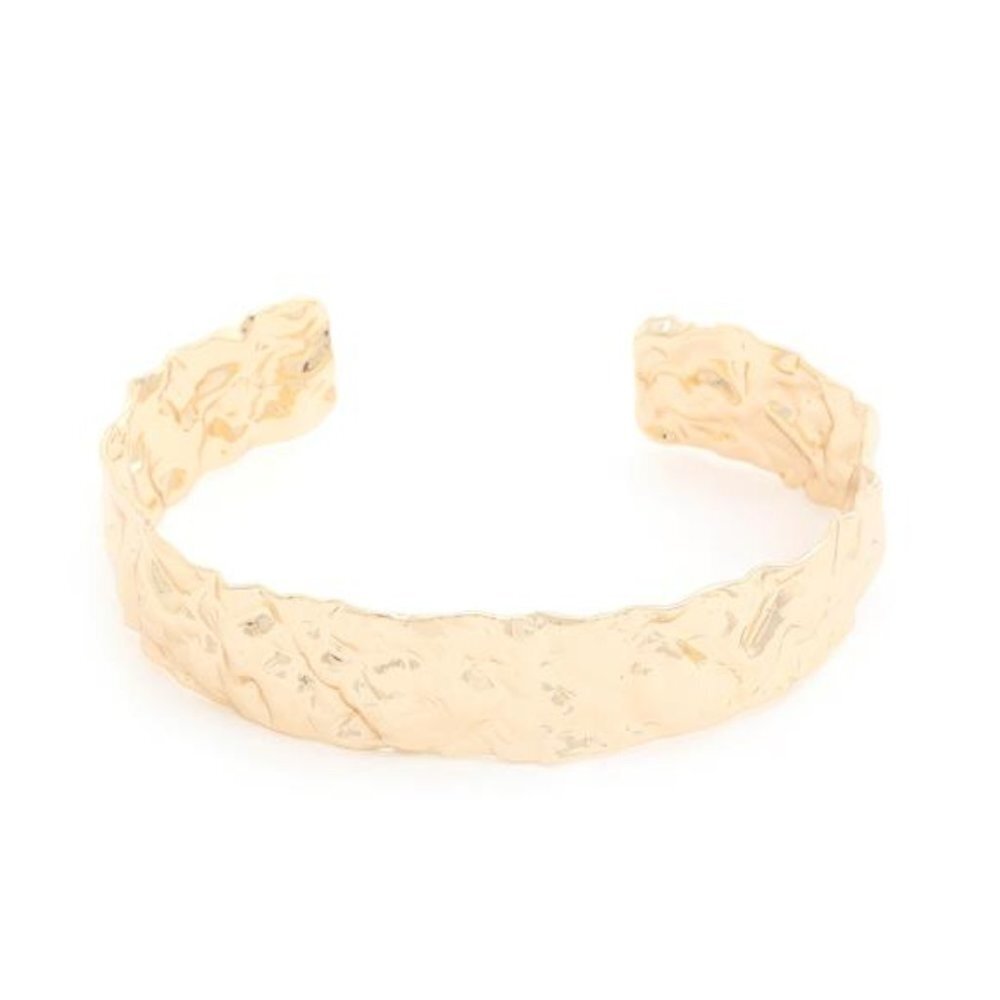 Hammered Metal Cuff Bracelet In Gold Or Rhodium